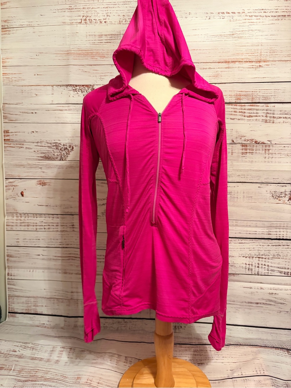 Women's Hot Pink Athleta Triumph Hooded Zip-Front Performance Top